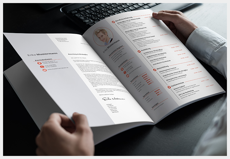 Bewerbungsmappe11 mit Deckblatt, Anschreiben und Lebenslauf