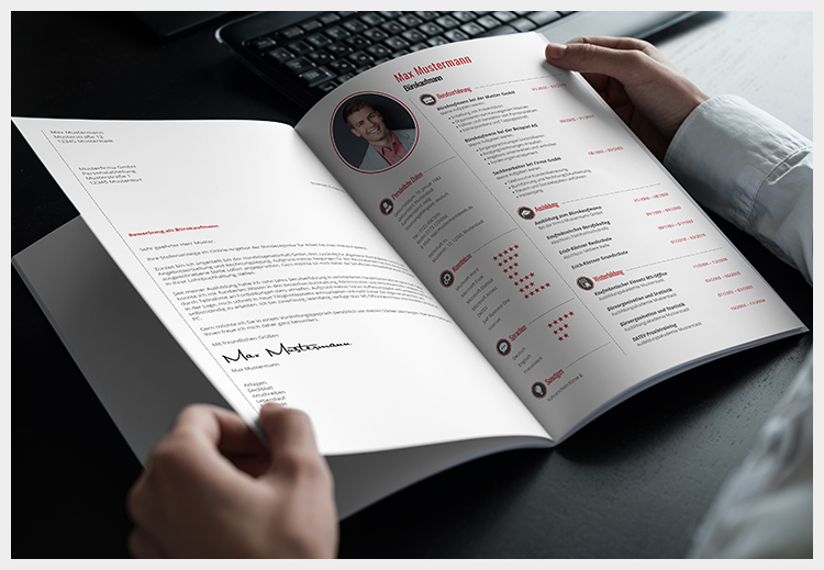 Bewerbungsmappe16 mit Deckblatt, Anschreiben und Lebenslauf